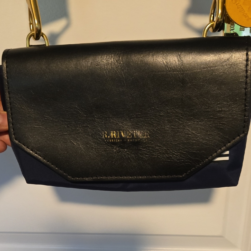 R Riveter Elegant Black and Navy Crossbody Bag
